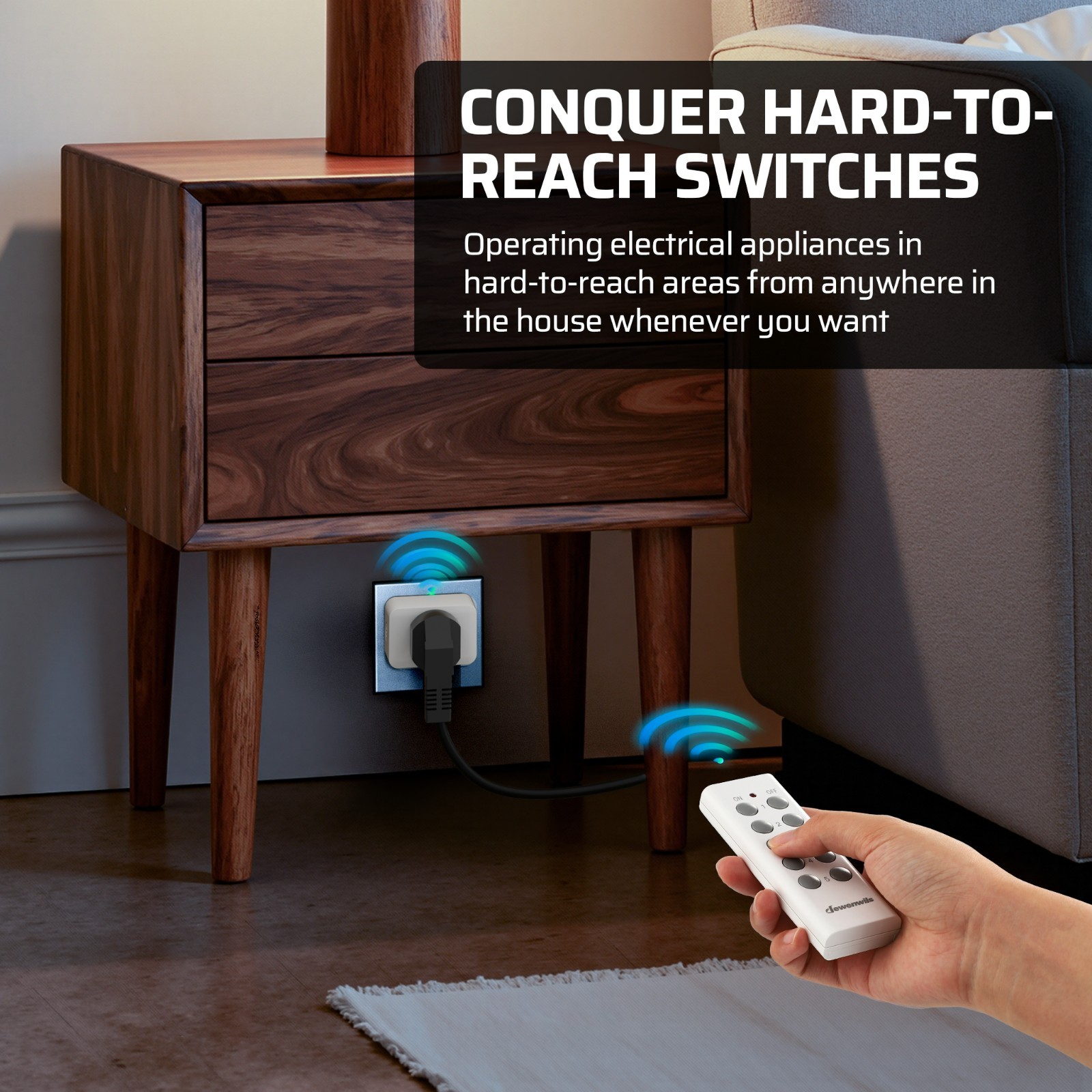 DEWENWILS Wireless Remote Control Outlet,Remote Light Switch,2 Remote 5 Outlets