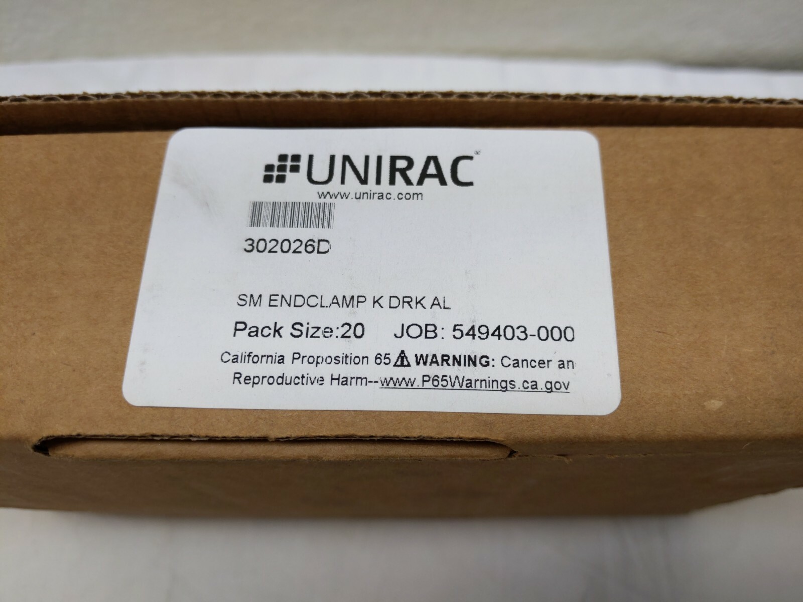 UniRac 302026D SolarMount End Clamps (w/hdw) Size K for 39-41mm frame 1 each