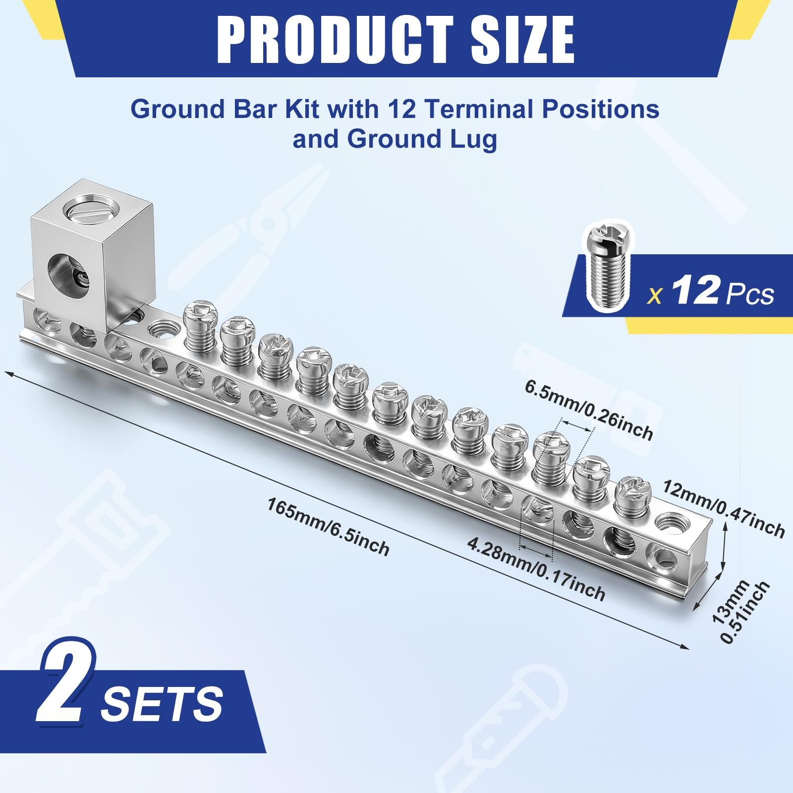 Relaxweex 2 Set Ground Bar Kit 12 Terminal Positions And Ground Lug Bar