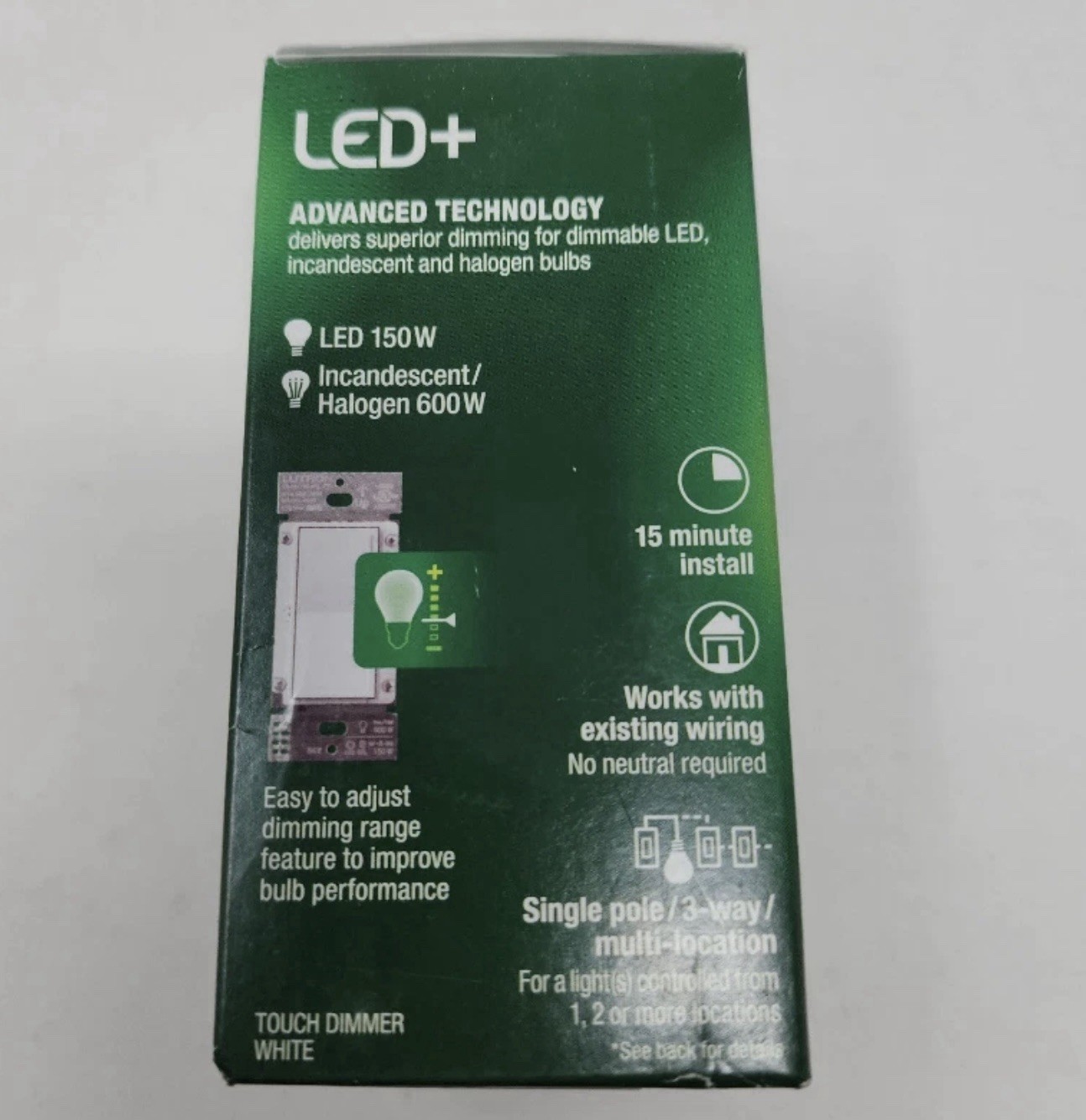 Lutron Sunnata STCL-153MR-WH LED+ Touch Dimmer White Single Pole New In box
