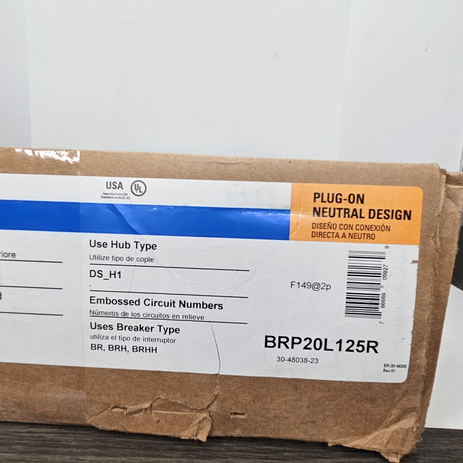 Eaton BRP20L125R 125A 120/240V 20-Space 40-Circuit Outdoor Main Lug NEW