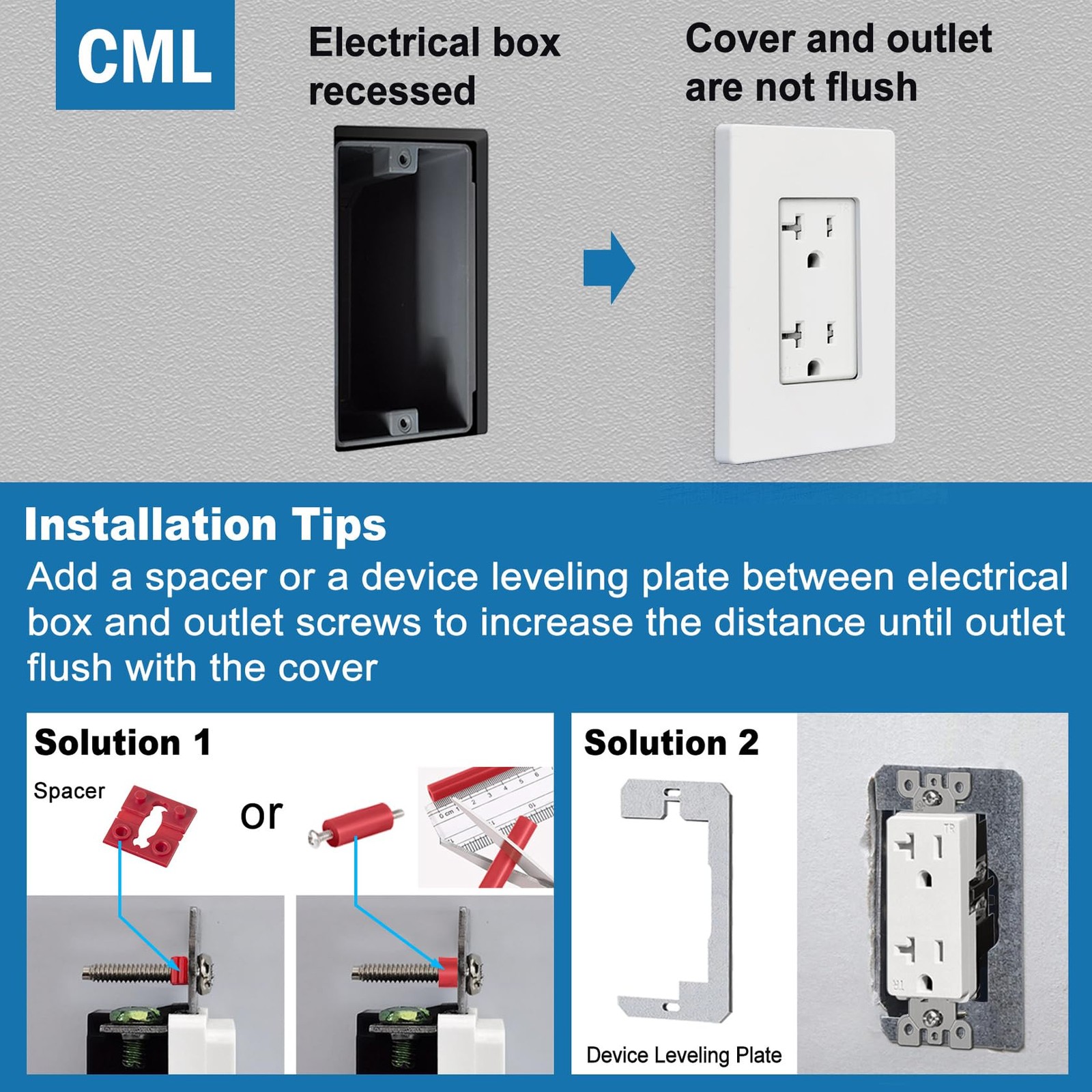 CML Matte White Decorator Screwless Wall Plate, 8 Pack 1-Gang Outlet Covers a…