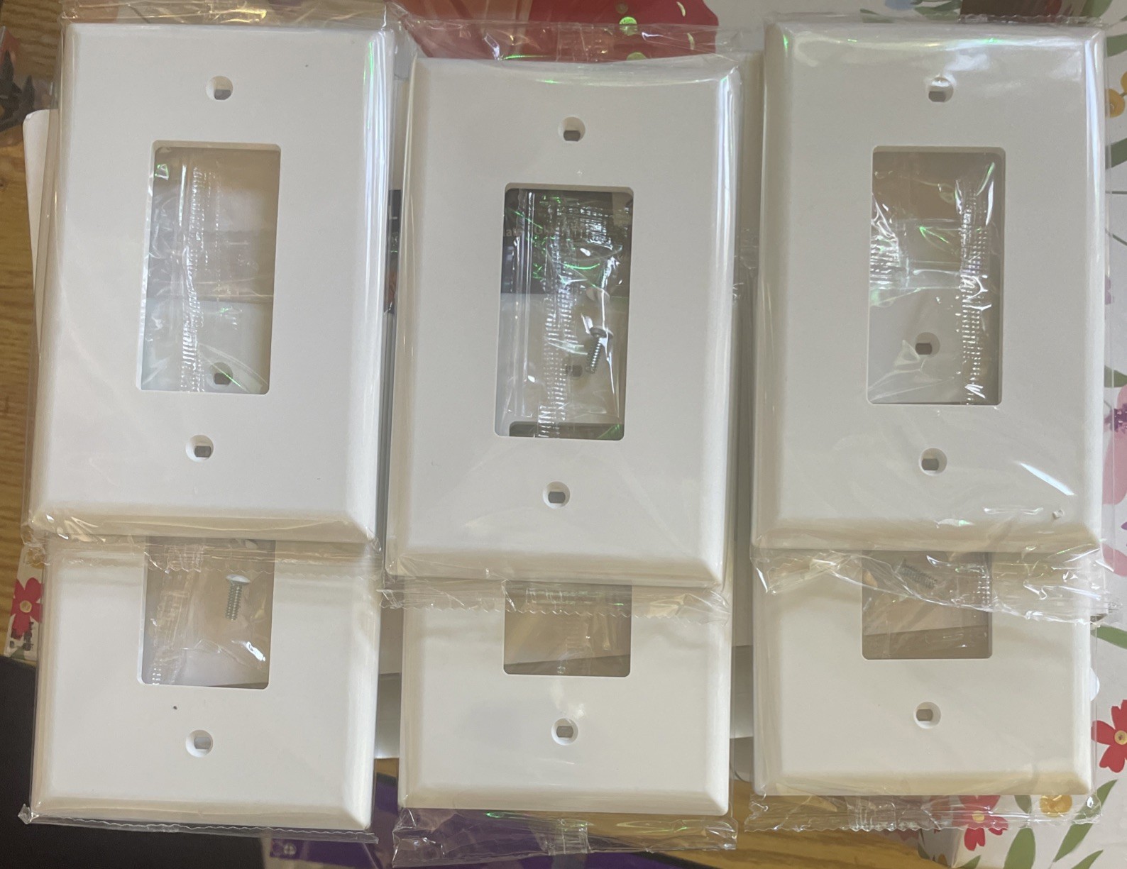6-Pack 1-Gang 3.5 X 5.5 Wall Plate, JUMBO Unbreakable Polycarbonate Gloss White
