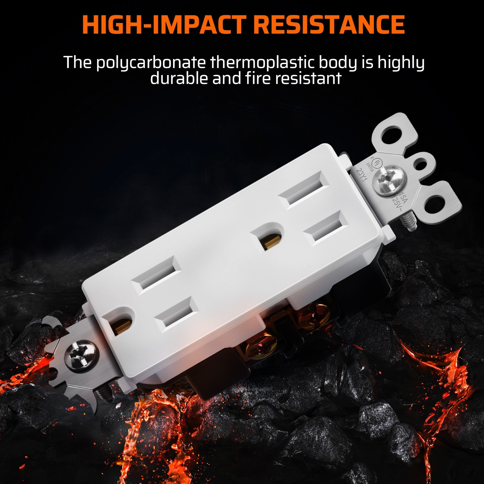 DEWENWILS 10 Packs Standard Electrical Wall Outlet, Non-Tamper Resistant,15 Amp