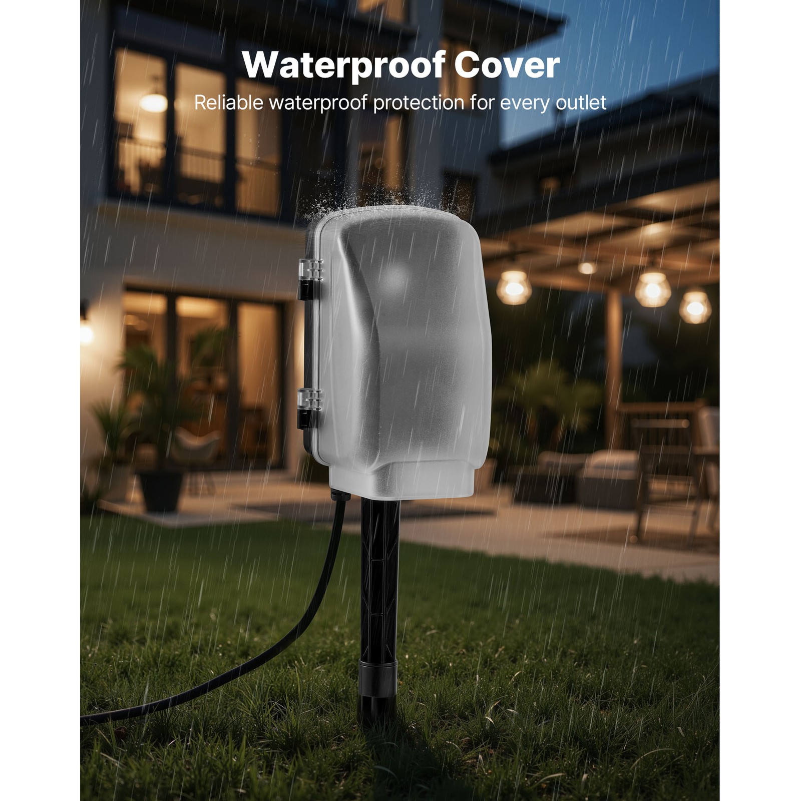 Uimoso Outdoor Power Stake with 6 Outlets and 50 FT Weatherproof Extension Cord
