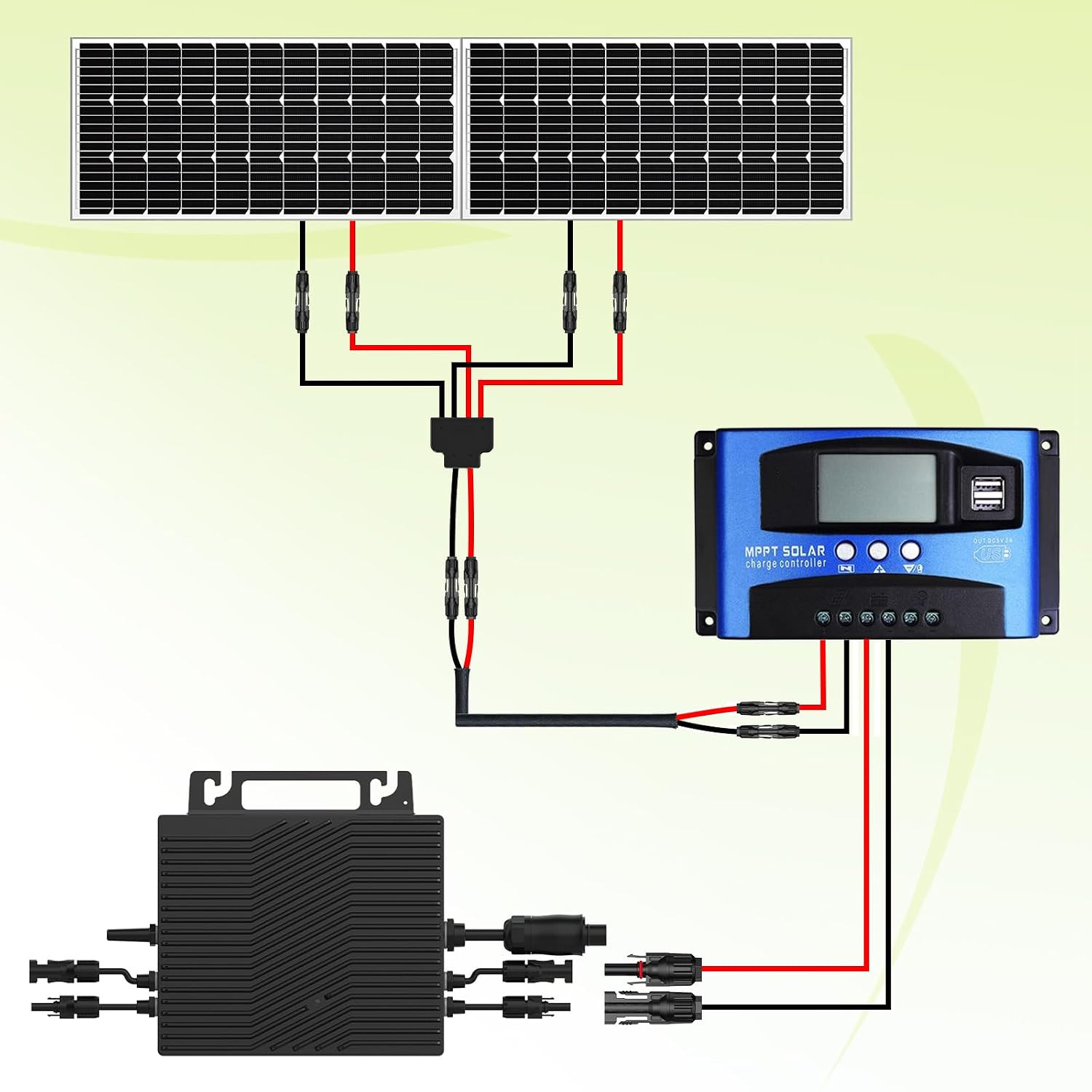 2 Pack Solar Connectors for 2 Solar Panels,Tool-Free Solar Cable Splitter, IP68