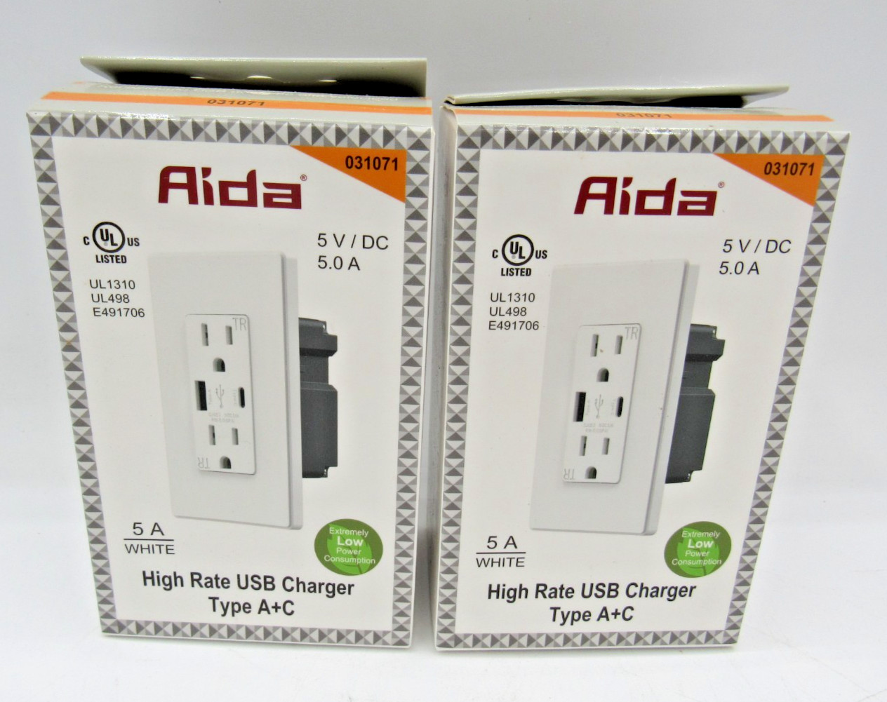 NEW Aida 031071 High Rate USB Charger Type A+C Lot of 2