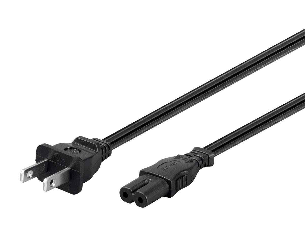 Power Cord-6ft Non-Polarized NEMA 1-15P to Non-Polarized IEC 60320 C7,18AWG,10A