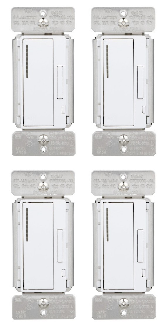 (case of 4) Eaton Z-wave Plus dimmer sitch, White, Single Pole, 120 VAC, 300W