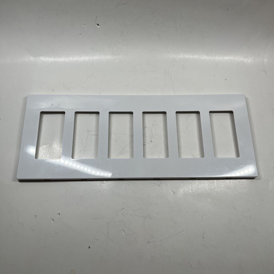 Lutron CW-6-WH Claro 6-Gang Wallplate White (USED w/ NO SCREWS)