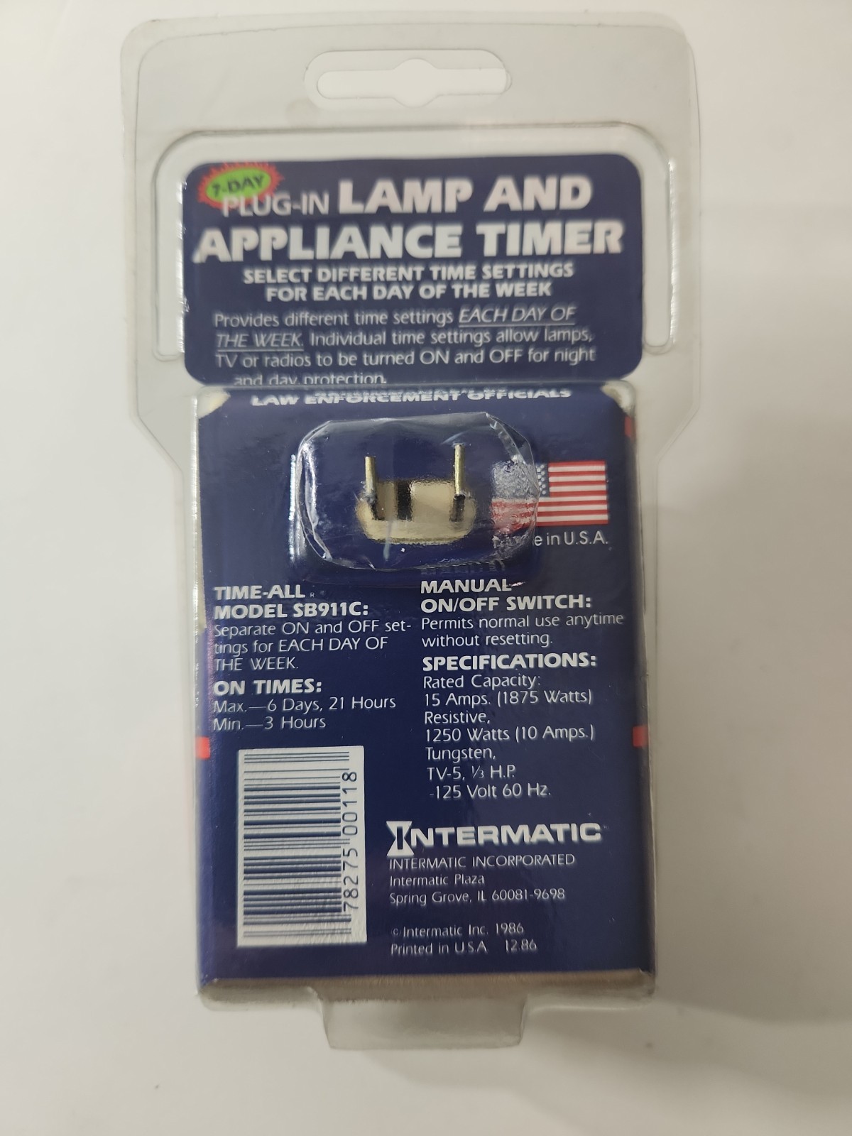 Intermatic SB911C Time-All 7-Day Scheduler Plug-in Lamp & Appliance Timer VTG