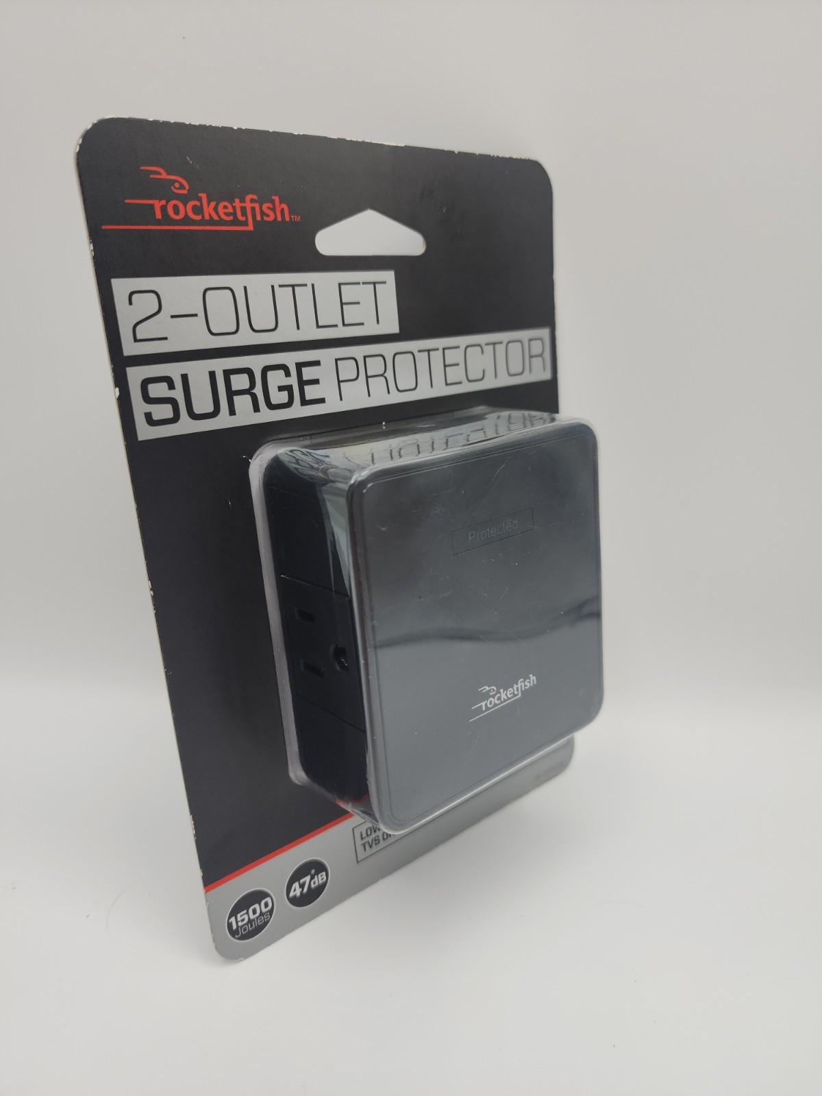 ROCKETFISH 2 Outlet Wall Tap 1500 Joules Surge Protector Low Profile NEW IN BOX