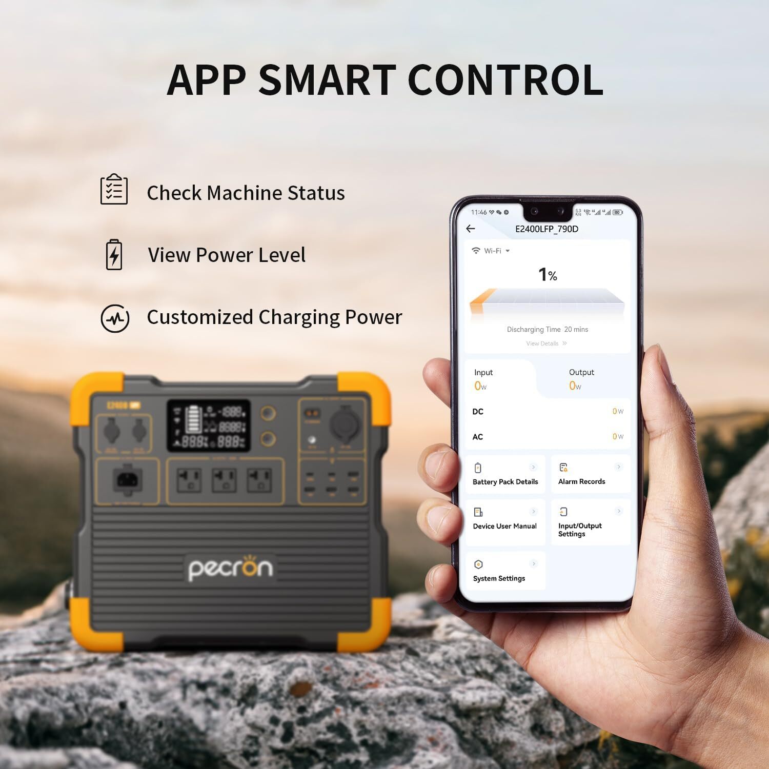 pecron E2400LFP 2048Wh Portable Power Station with 3072Wh Extra Battery Backup