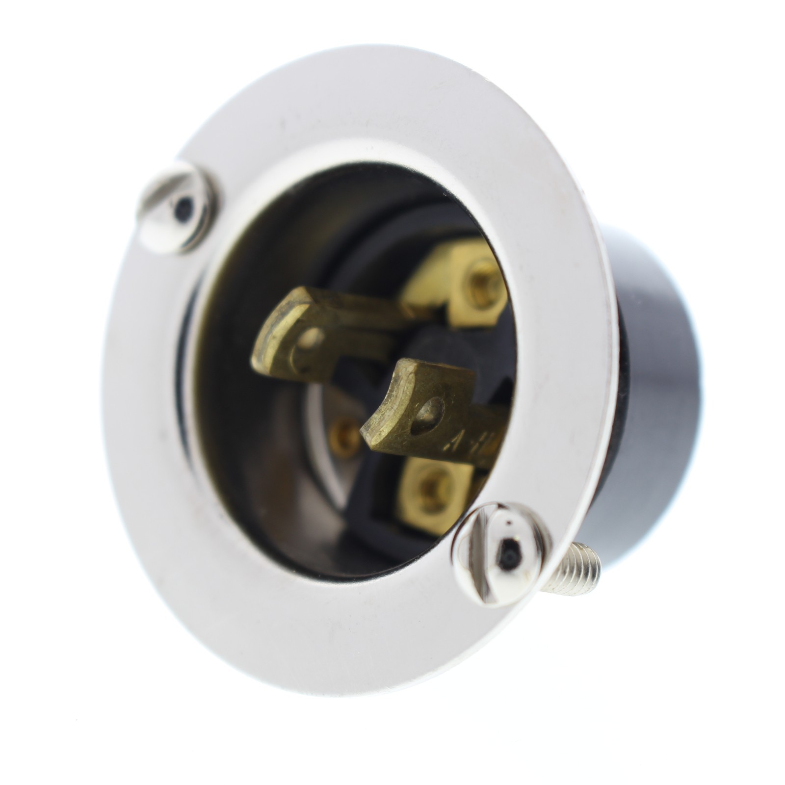 Cooper Black Industrial 15A 125V 2-Pole 2-Wire Midget Locking Flanged Inlet 7466