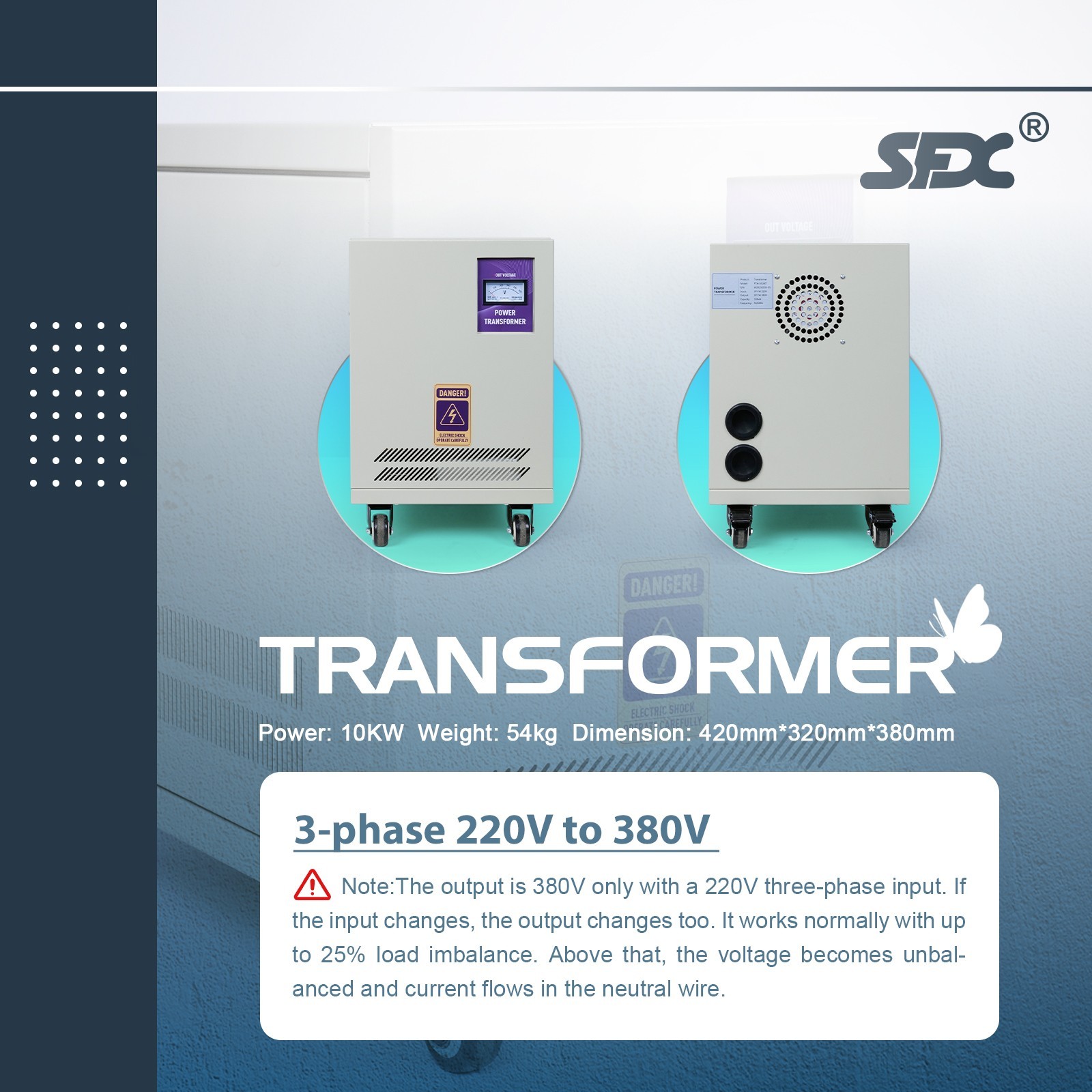 10KW 3-phase 220V to 380V Voltage Transformer Power Converter