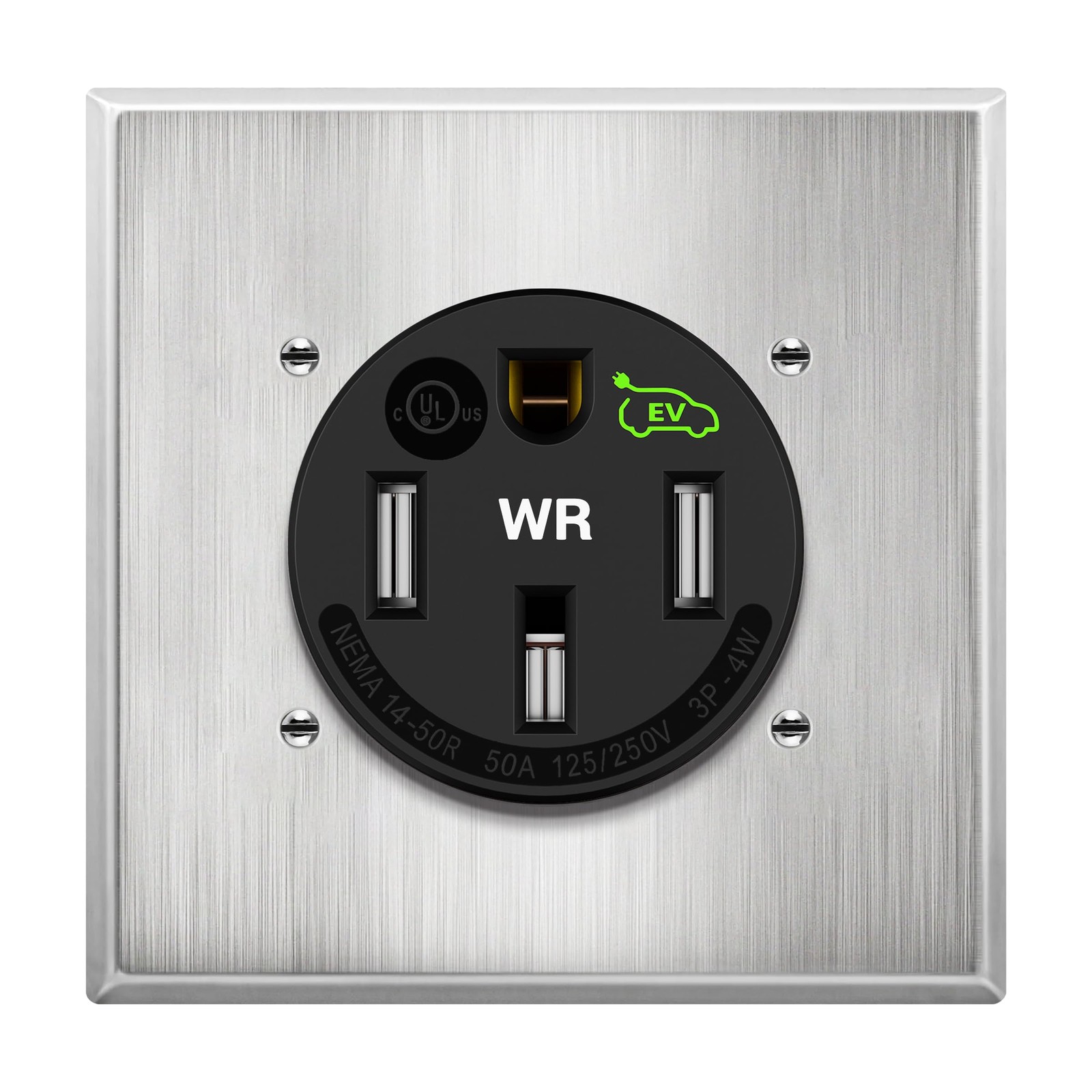 Extra Heavy Duty Weather-Resistant Flush Receptacle, EV Charging, 3-Pole, 4-W…