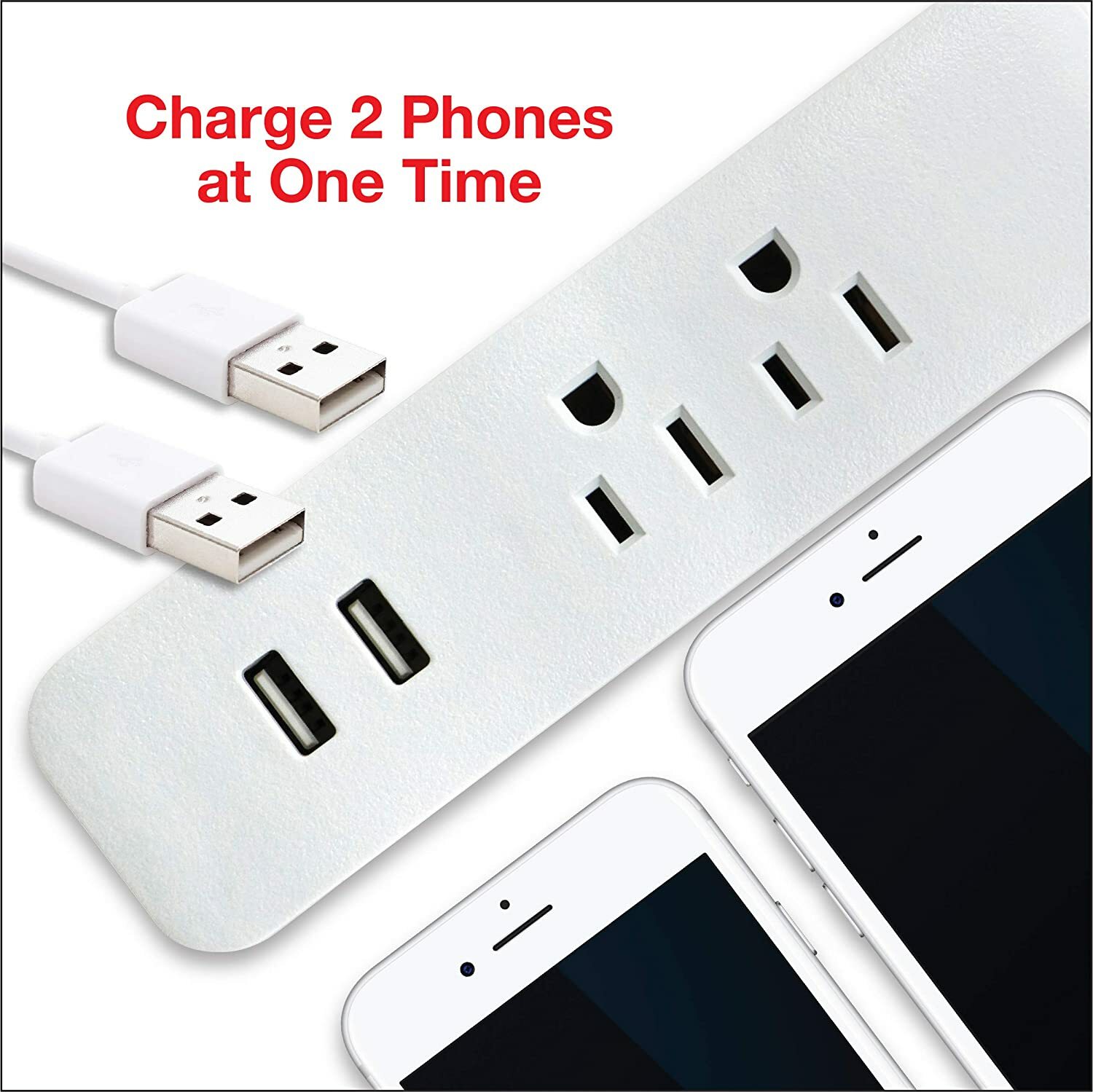 CP 6ft 16/3 SPT-2, 2-Outlet, 2 USB Charger Fabric Extension Cord, Gray, CP10055