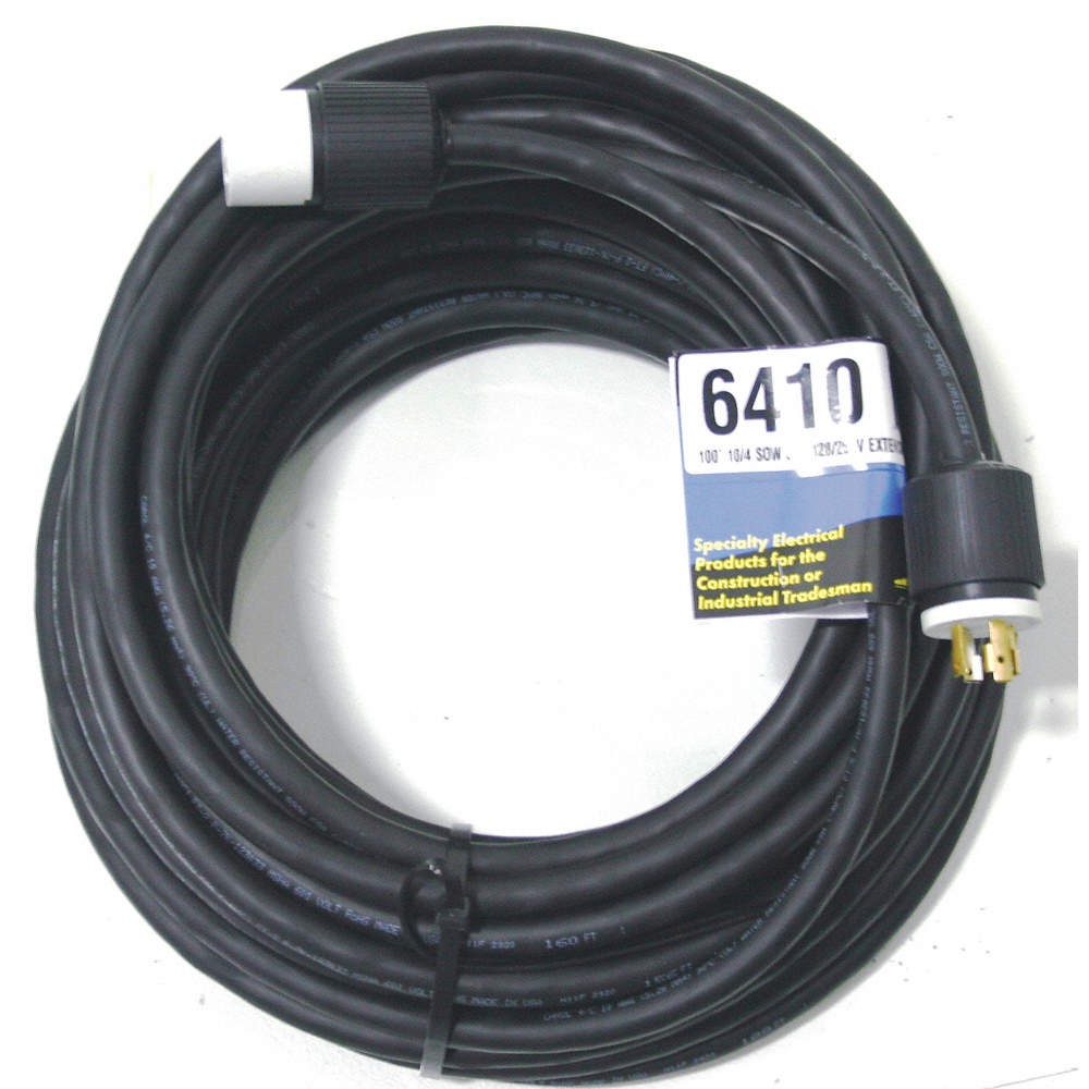 SOUTHWIRE 6410 Extension Cord,100ft,10Ga,30A,SOW,Blk 14N228
