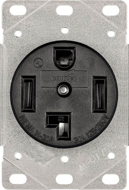 NEW COOPER Flush Mount Dryer Power Receptacle 3P 4-Wire 30A 125/250V NEMA 14-30R