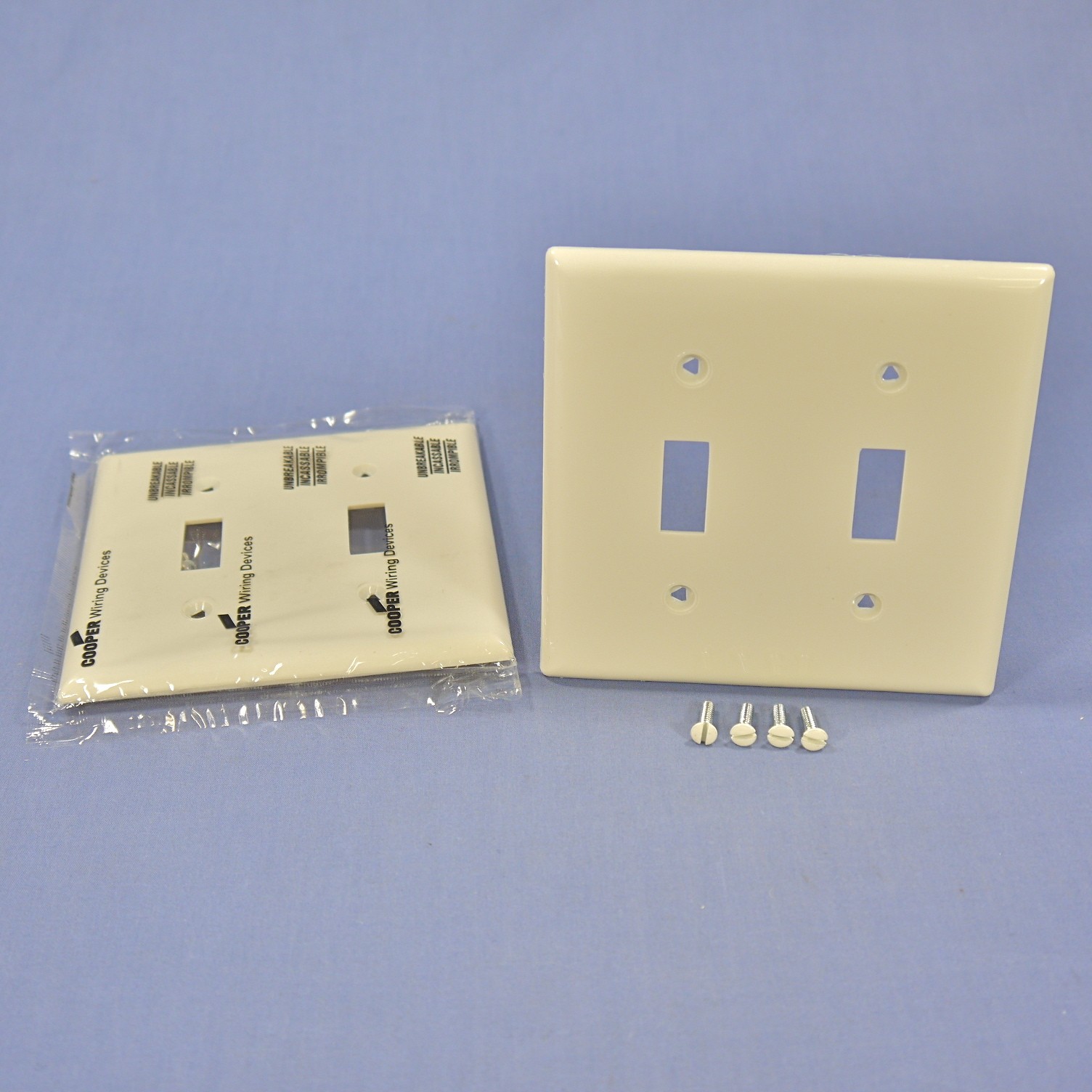 Cooper 5139LA Light Almond 2-Gang Toggle Switch Cover Nylon Wallplates 2-Pack