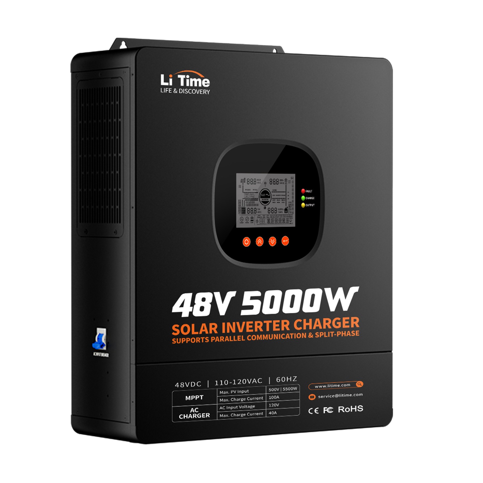 LiTime 48V 5KW Split Phase 3 In One Solar Inverter Charger For Home UPS off-grid