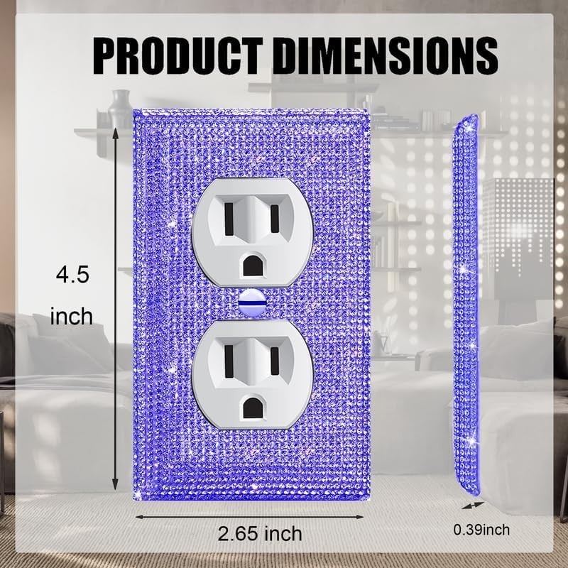 Decorative Purple Rhinestone Toggle Wall Plate Covers – Durable & Elegant 4-Pack