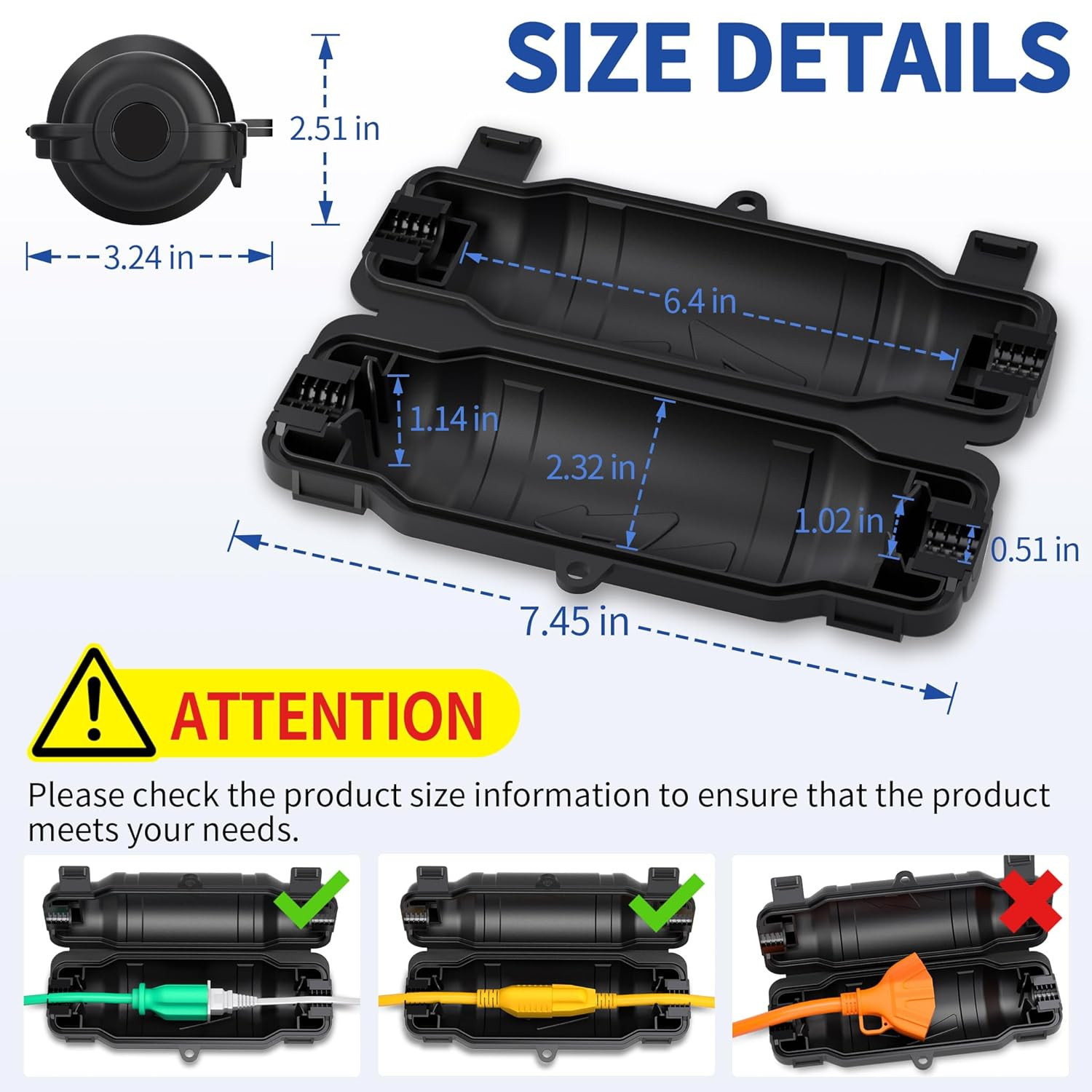 3 Pack Outdoor Extension Cord Safety Cover with Waterproof Seal IP54 Water-Resis