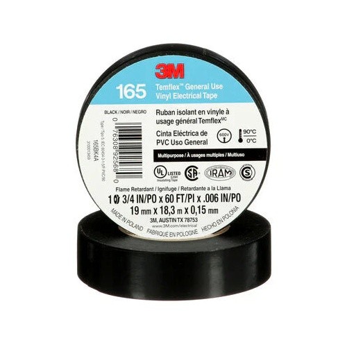 100 of 3M Temflex 1700 165 Black 3/4″ x 60′ General Use Vinyl Electrical Tape