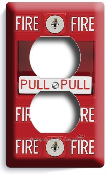FIRE ALARM PULL DOWN KEYHOLE OUTLET WALL PLATE MAN CAVE GARAGE BAR HD ROOM DECOR