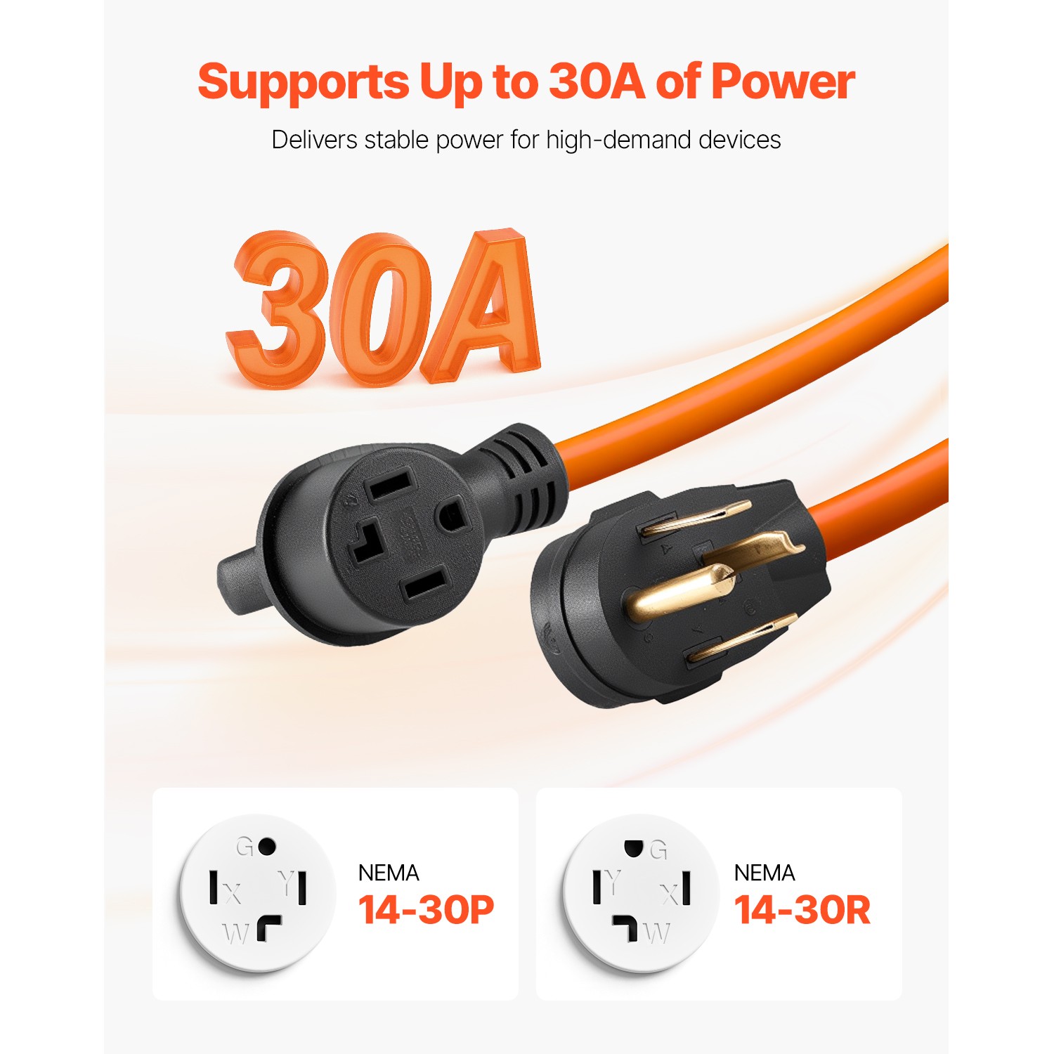 Uimoso 25 ft 4-Prong NEMA 14-30P to 14-30R Dryer Extension Cord, 30A