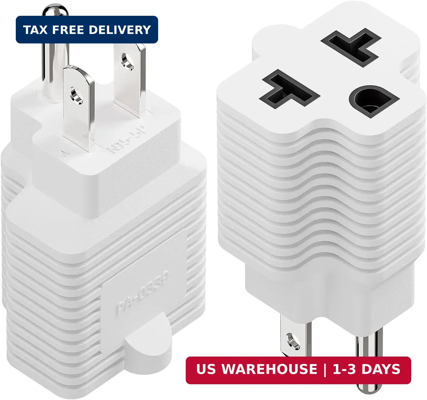 [4-in-1] 15 Amp Household AC Plug to 20 Amp T Blade Adapter, 5-15P to 5-15R, 5-2