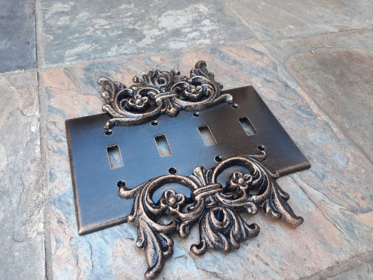 Quadruple Light Switch Plate Cover, Quad cover, Traditional, Tuscan, Old World
