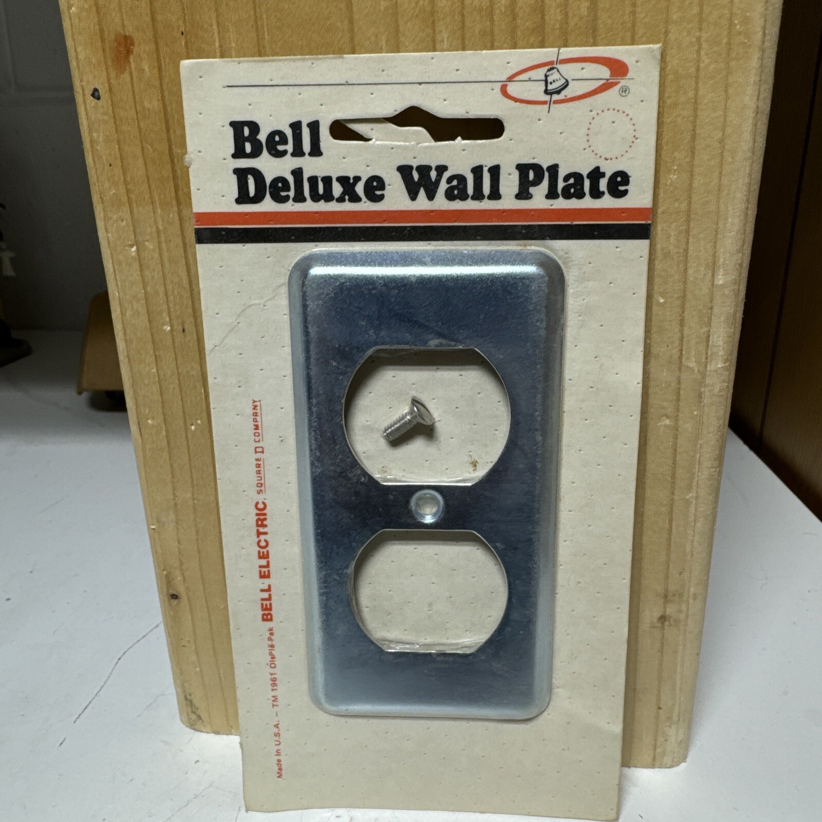 VTG 1961 NOS Bell Deluxe Wall Plate For Duplex 1 Gang Chrome Narrow MCM 2” X 4”