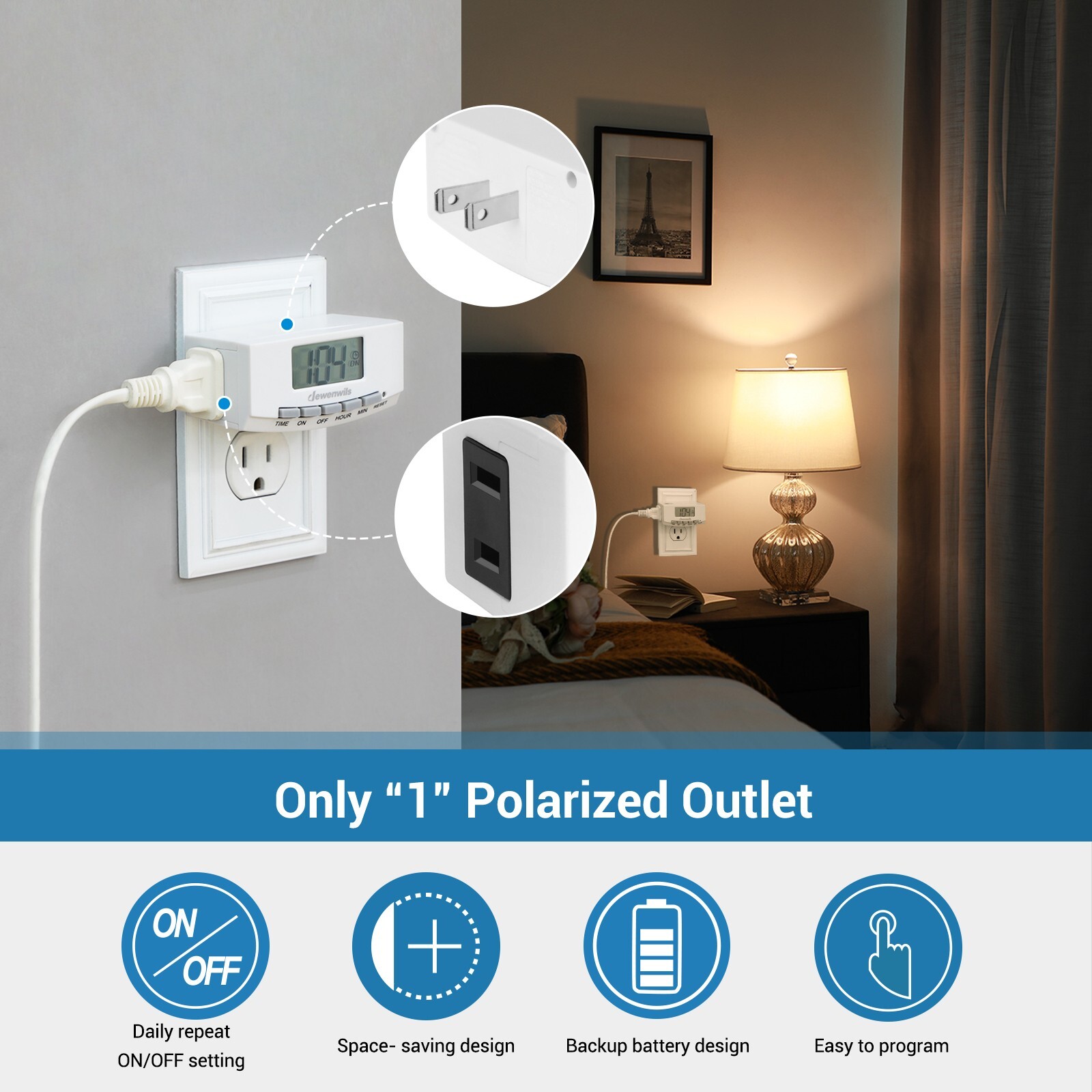 DEWENWILS Digital Timers for Electrical Outlets Plug-in Timer Outlet 2 Pack