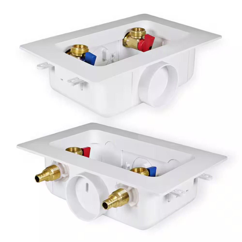 1/2 In. PEX B Brass Valve Fittings in White ABS Plastic Washing Machine Center O