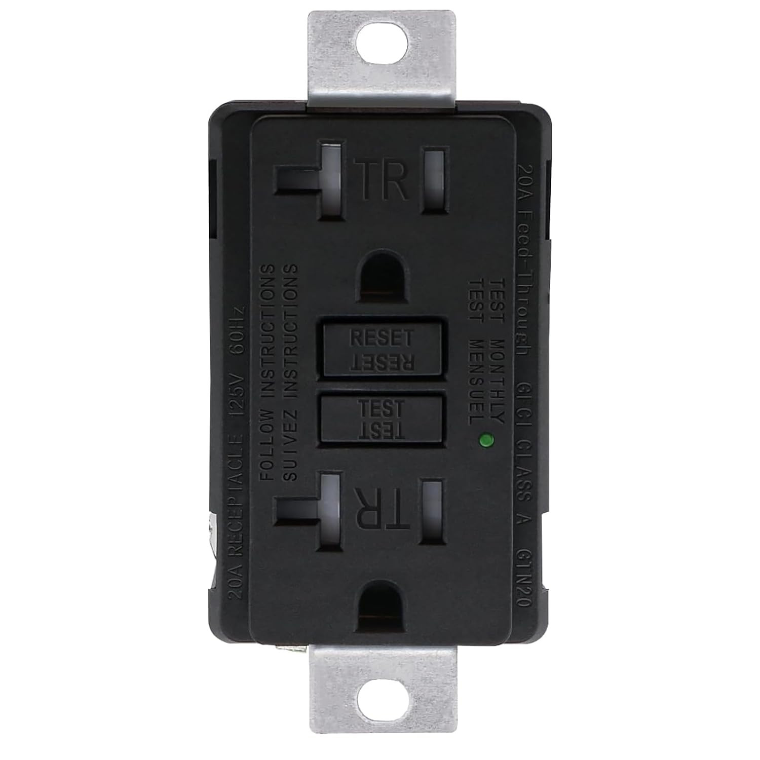 Generator GFCI Outlet, 20A 125V 60Hz,Tamper-Resistant Receptacle,Tr Self-Test In