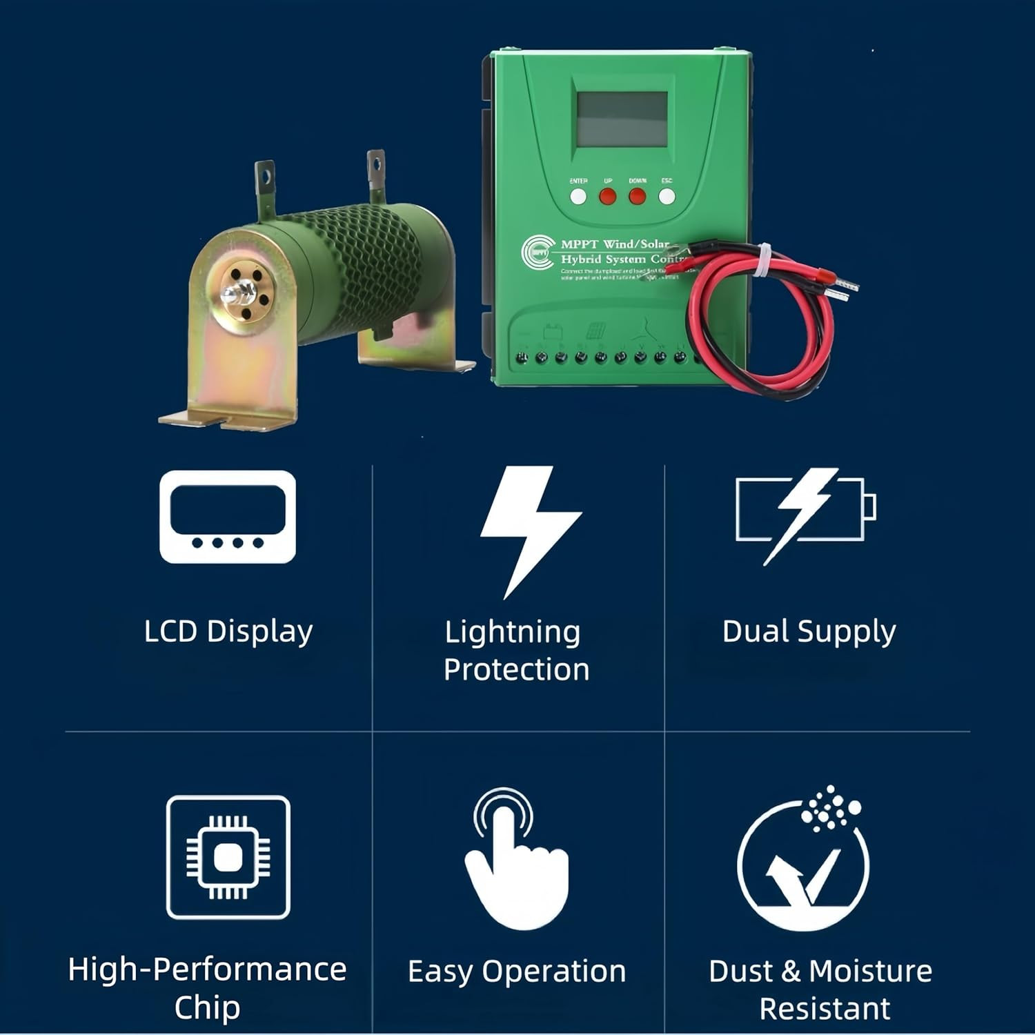 2000W Wind Solar Hybrid Charge Controller, 1000W Wind Turbine & 1000W Solar Pane