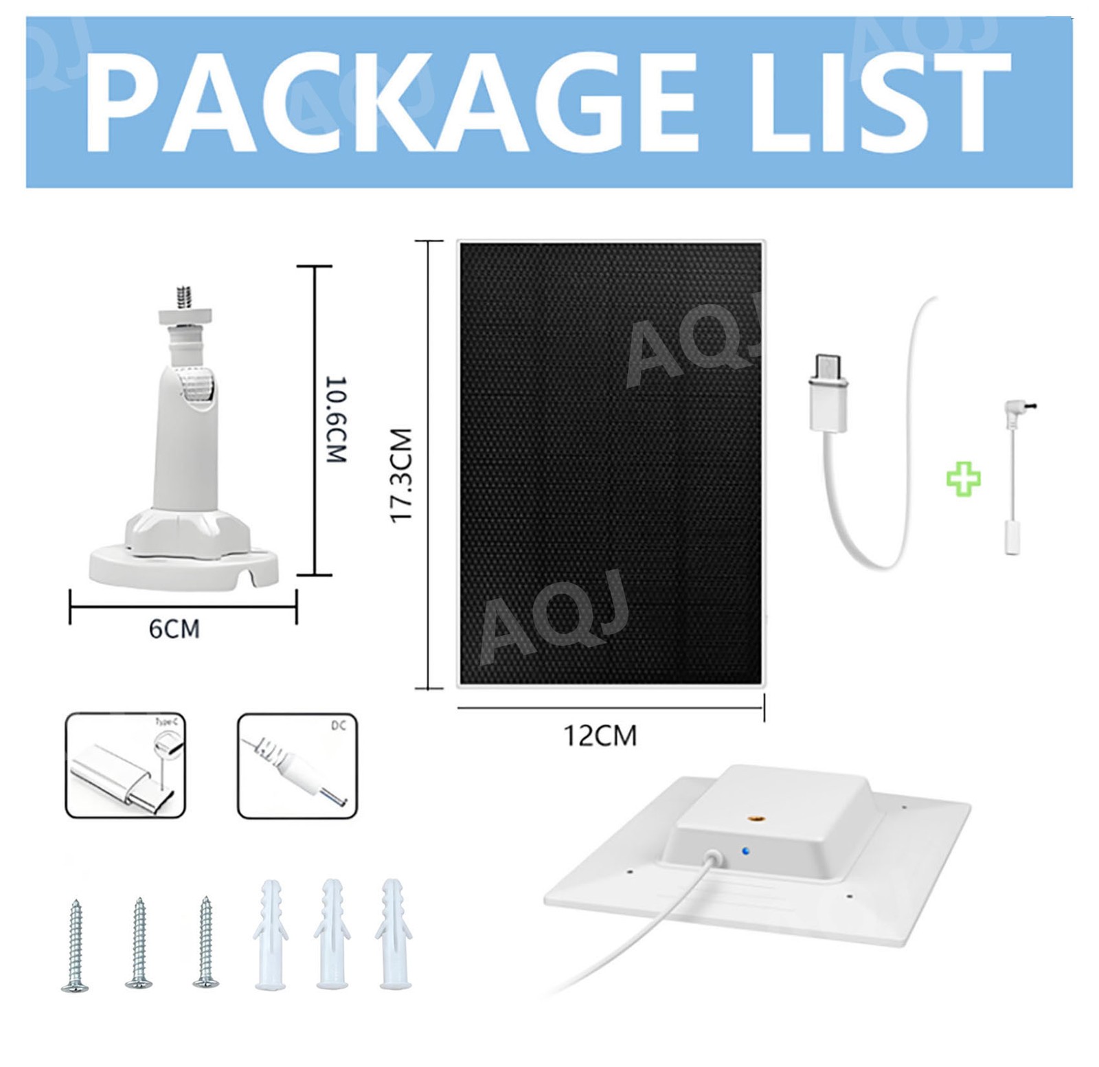 3W Solar Panel For Outdoor Ring Spotlight Camera Security Cam Battery Charger