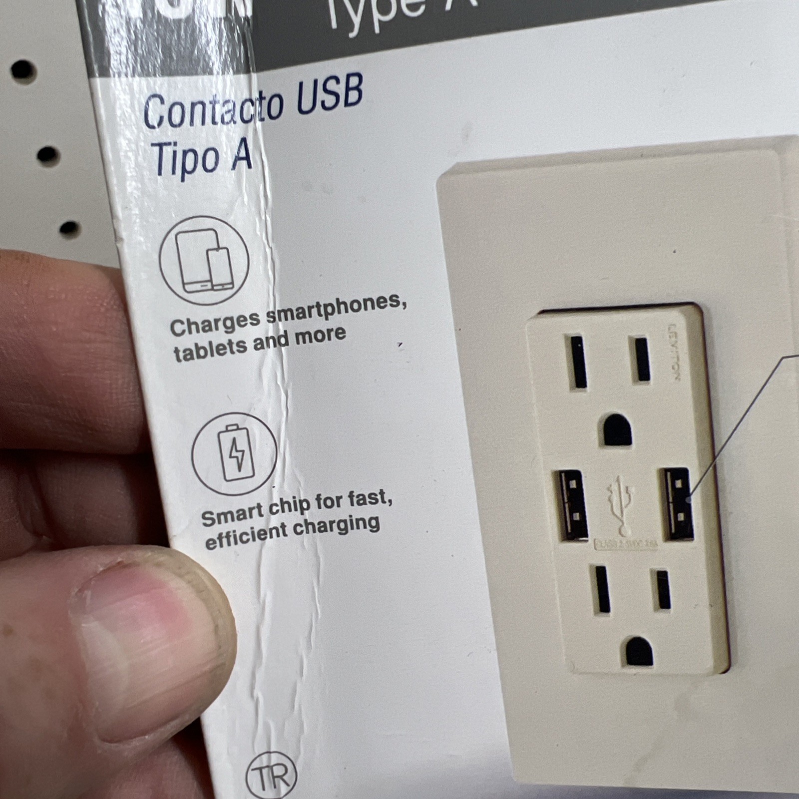Leviton USB Outlet 18W Type A Decora+ Charger Outlet 3.6A USB Dual Light Almond