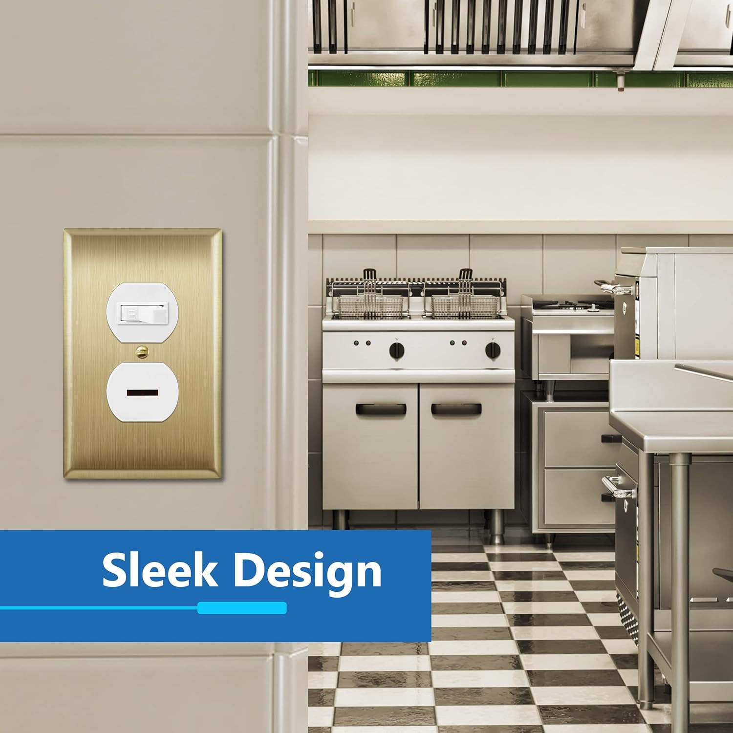 Duplex Receptacle Metal Wall Plate, Outlet Cover, Corrosion Resistant, Mid-Size