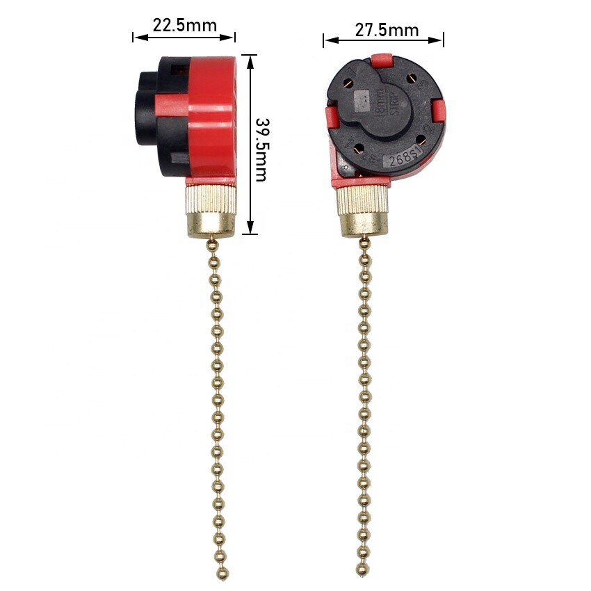 3 Speed 4 Wire Replacement Speed Control Ceiling Fan Pull Chain Switch ZE-268S1