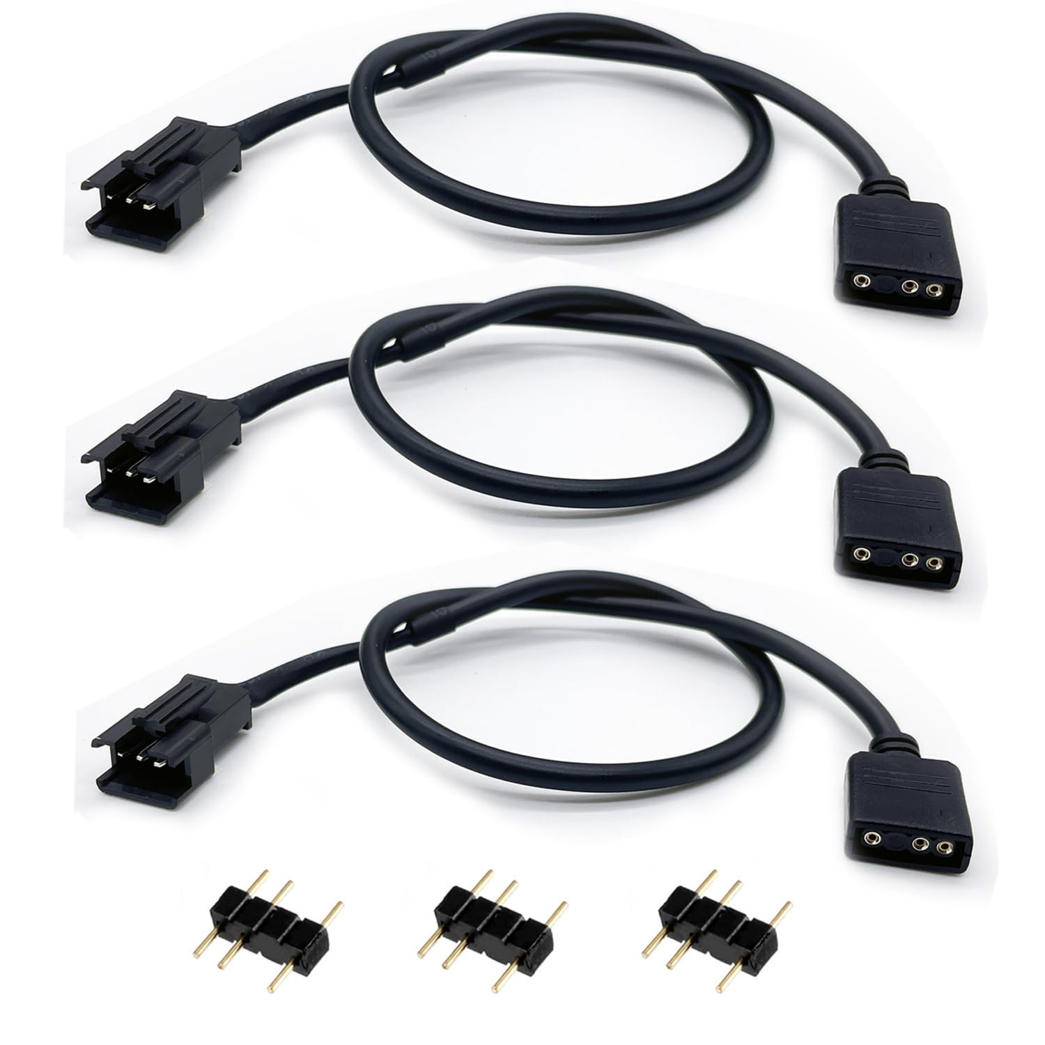 ARGB Extension Cable (3-Pack), 5V 3-Pin to JST SM 3Pin Male ARGB Adapter, 11….