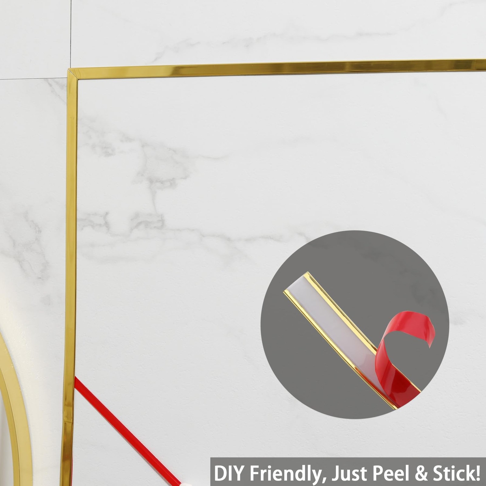 Hungbak Peel and Stick Wall Molding Trim, Flexible PVC Strip for Mirror, Cabi…