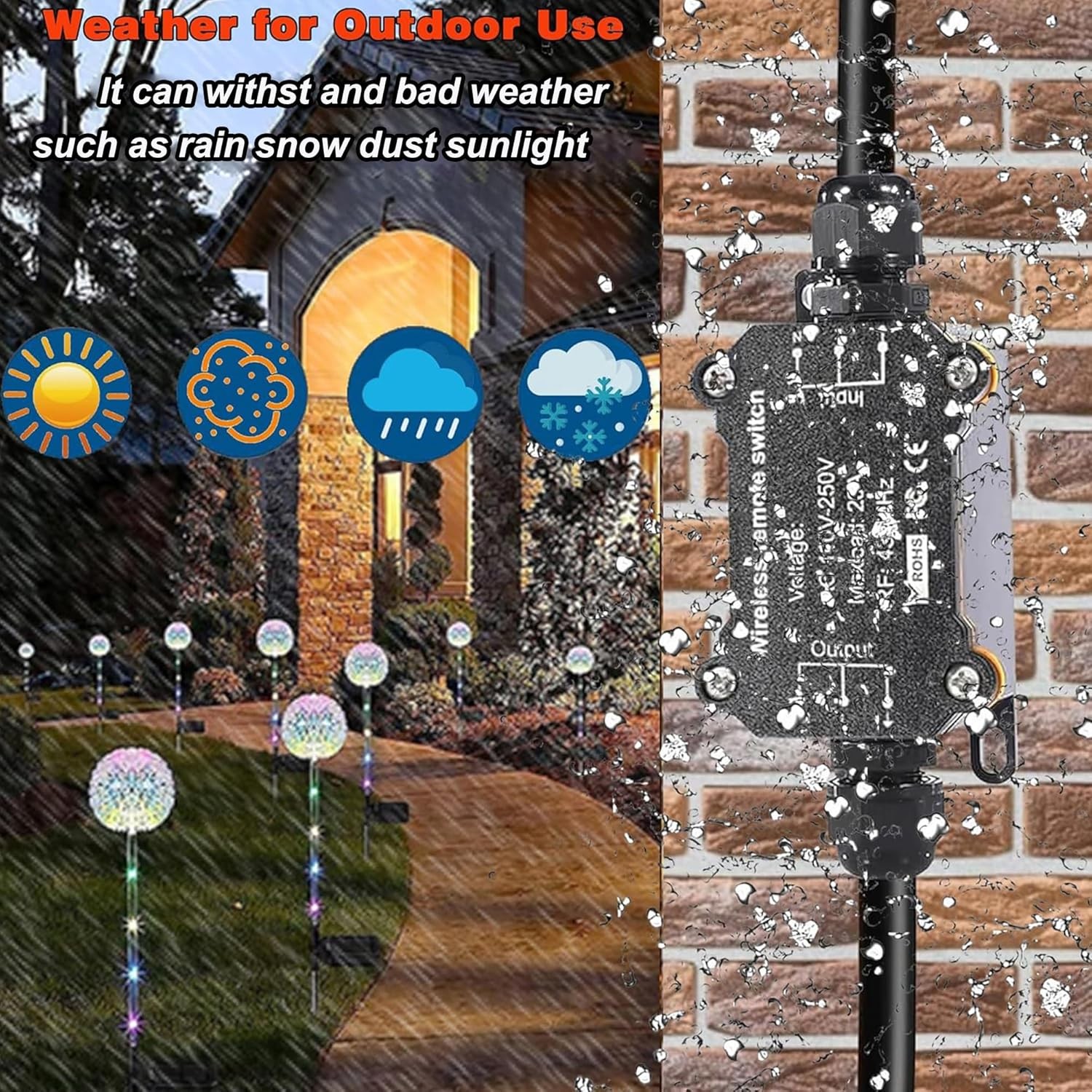 Wireless Remote Control Power Switch Waterproof Outdoor 110V 120V 250V 20A