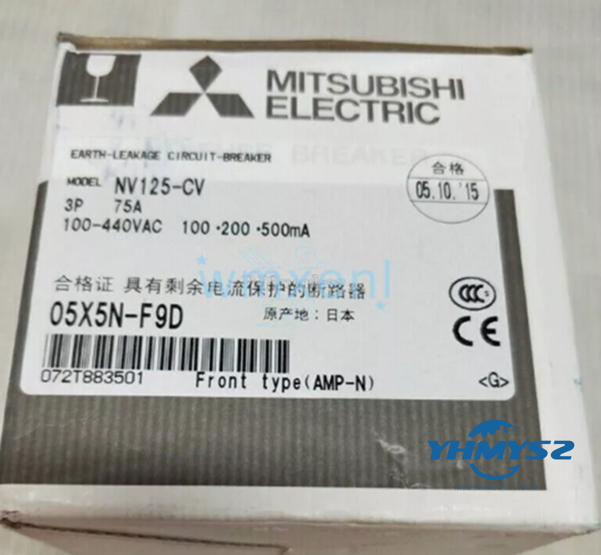 NEW MITSUBISHI NV125-CV Circuit Breaker 3P 80A/100A/125A NO 100-200-500mA