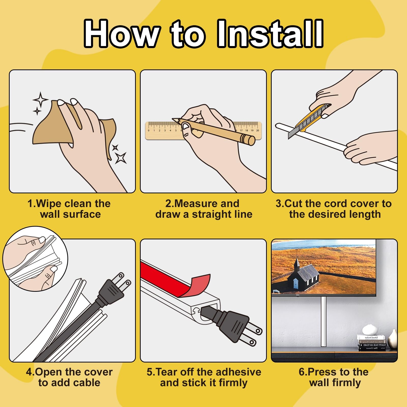 UOMTFAI Wall Cord Hider 390 Inch, Self Adhesive Cable 390inch, White