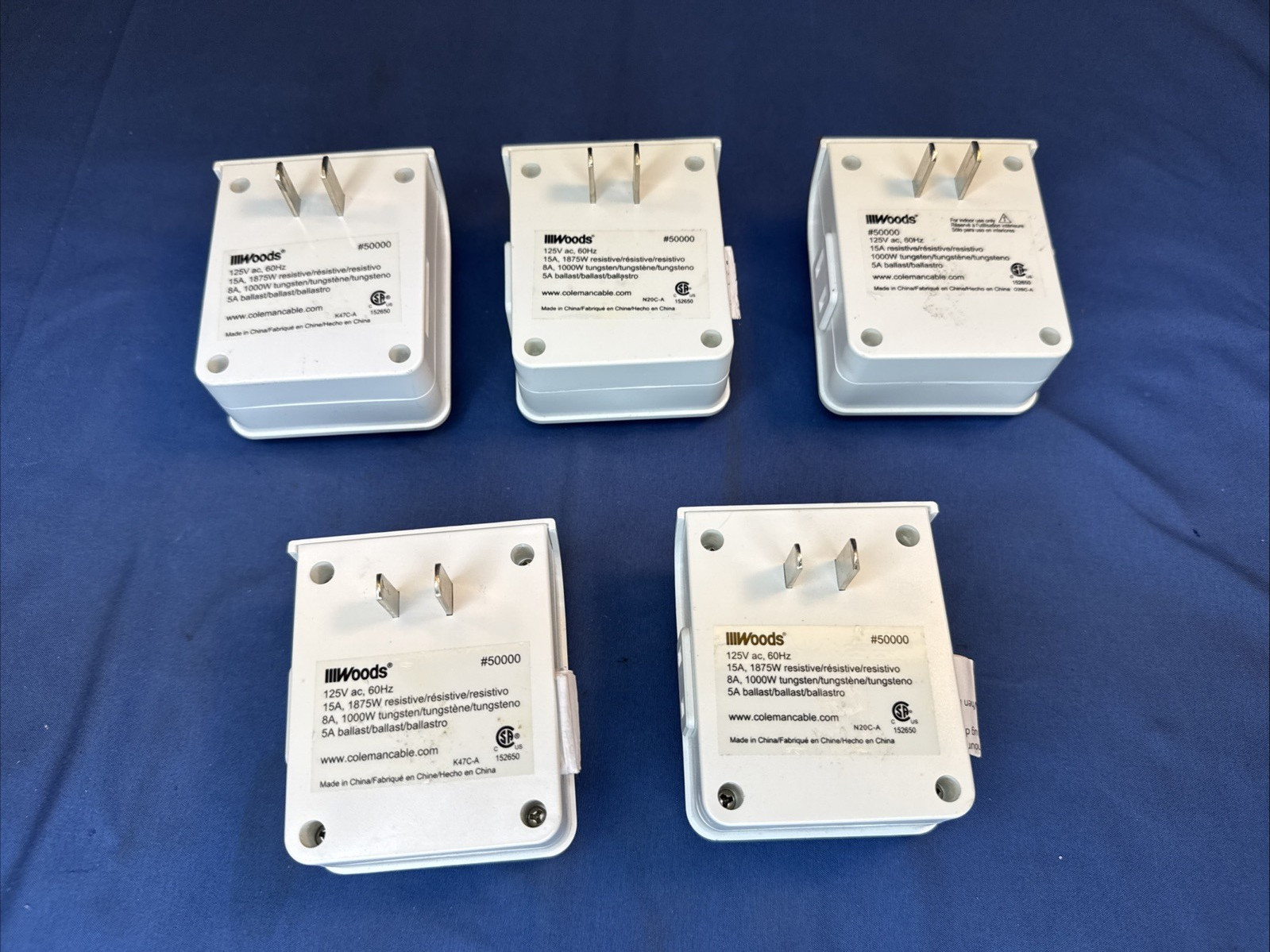 Lot of 5 Woods Indoor Lighting Timers (50000) FS 24 Hours Repeats Daily