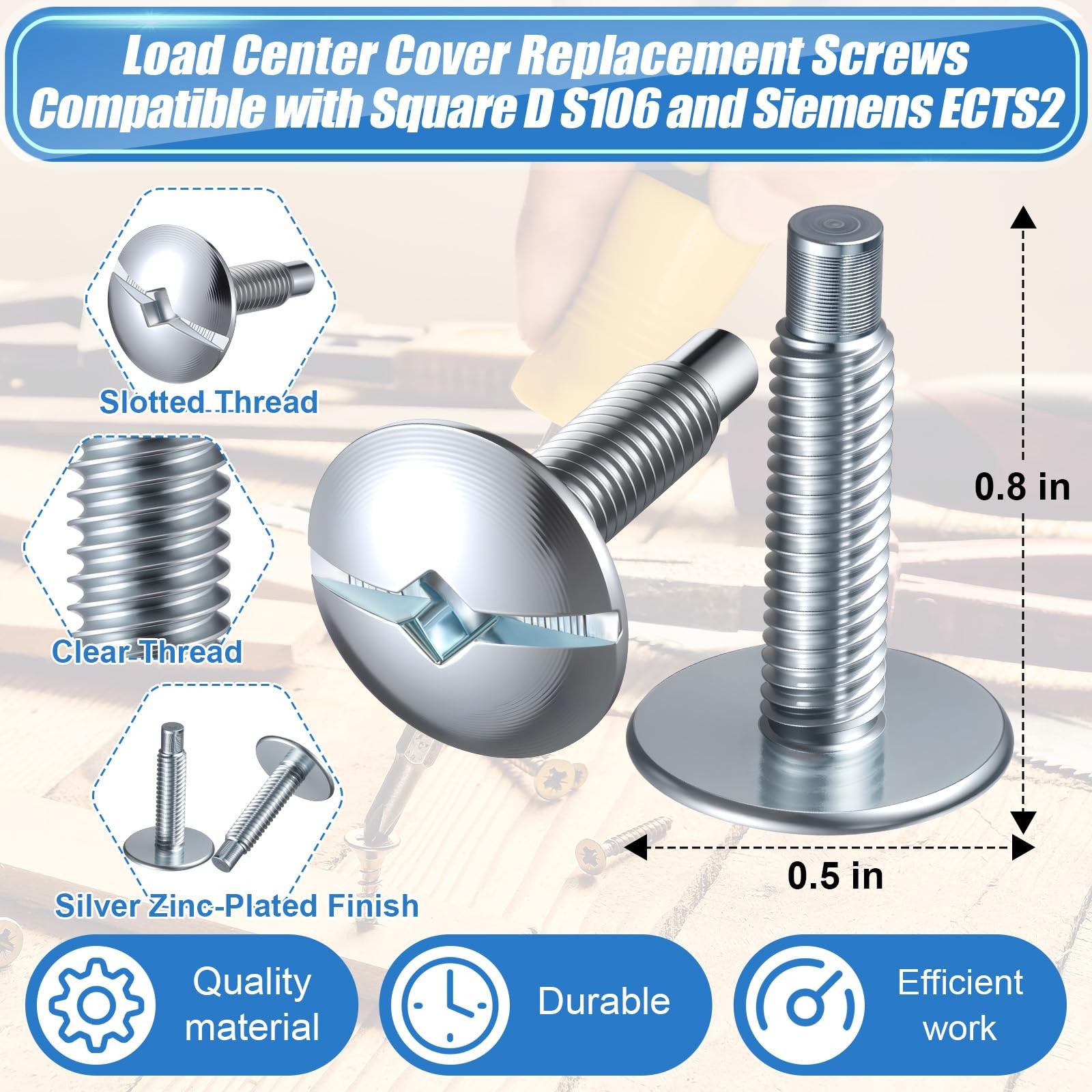 9 Pack Electrical Panel Screws for Square D Load Center, Zinc Coated Breaker Box