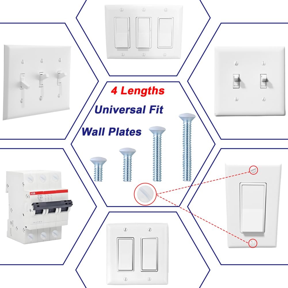 120PCS Wall Plate Screws White, Outlet Cover Screws for Switch Plate, 6/32 Elect