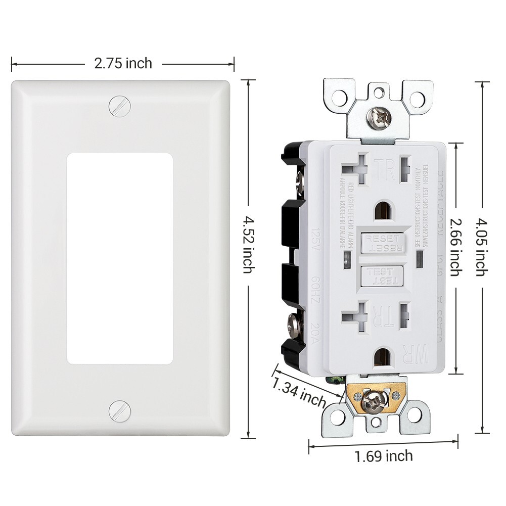 Weatherproof GFCI Outlet 20 Amp Outdoor Electrical Receptacle Self Test 5 Pack